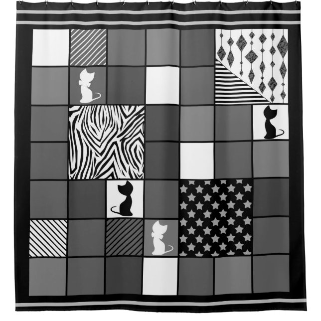 Rustic, Popular, Black and white, Patchwork, Simpl (Front)
