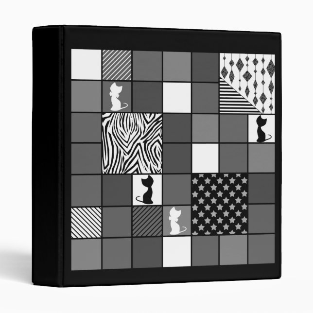 Rustic, Popular, Black and white, Patchwork, Simpl Binder (Front/Spine)