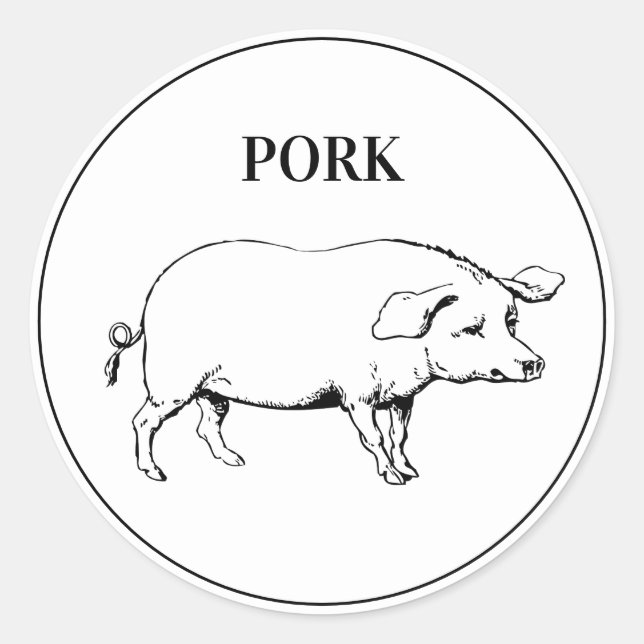 Rustic Pork Wedding Meal Choice Classic Round Sticker (Front)