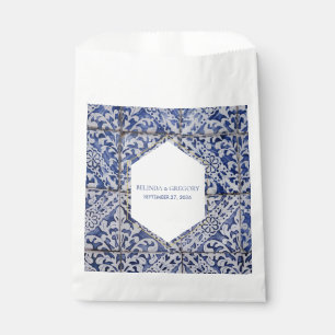 Rustic Portuguese Tiles Wedding  Favour Bag