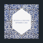 Rustic Portuguese Tiles Wedding Favour Magnet<br><div class="desc">This design features rustic Portuguese tile patterns. The wedding text is elegantly framed with a white and gold colour geometric shape. Unique Azulejo blue and white floral wedding favour design with modern elements. Matching wedding invitations and other stationery items are also available.</div>
