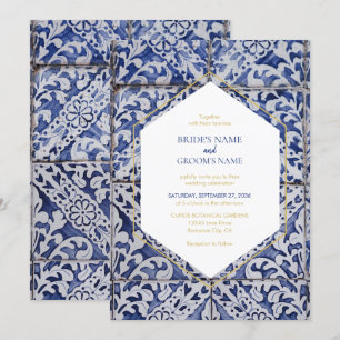 Rustic Portuguese Tiles Wedding Invitations