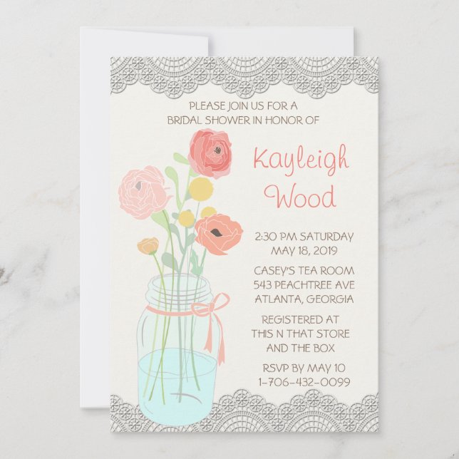 Rustic Posh in Coral Invitation (Front)