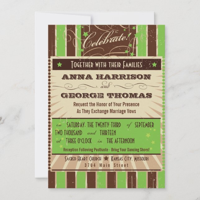 Rustic Poster: Apple Green Custom Wedding Invitation (Front)