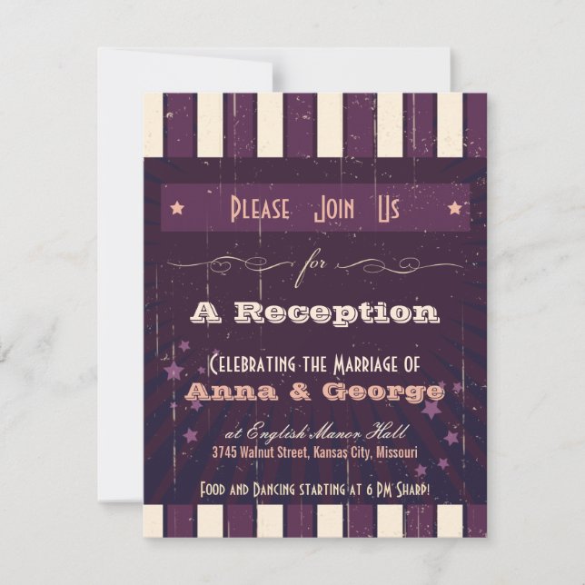 Rustic Poster: Aubergine Dream Reception Only Invitation (Front)
