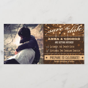 Rustic Poster: Cream & Brown Custom Save the Date