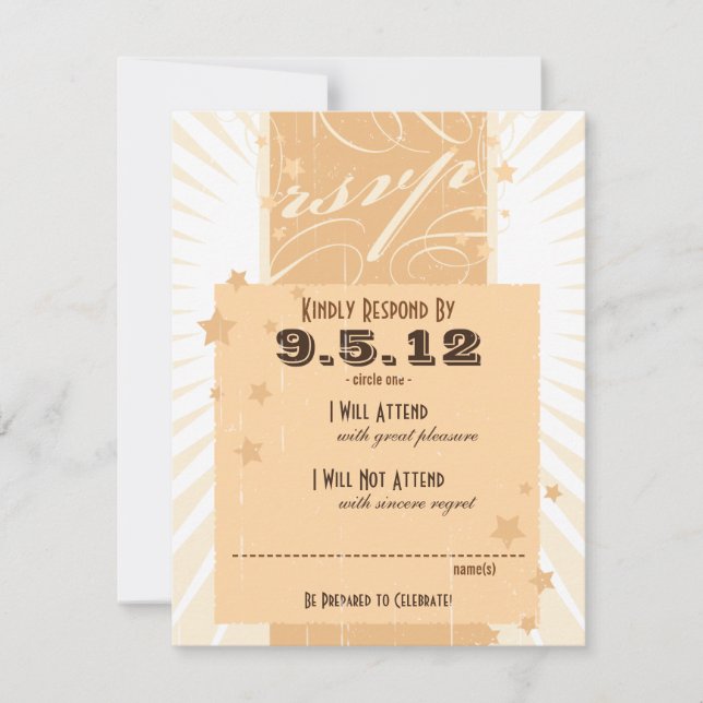 Rustic Poster: Cream & Brown Custom Wedding RSVP Card (Front)