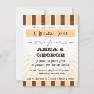 Rustic Poster: Cream & Brown Rehearsal Dinner Invitation