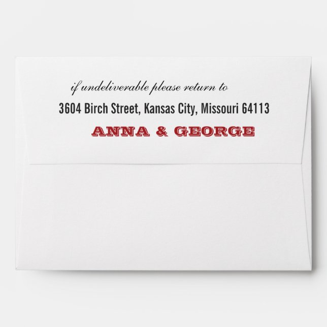 Rustic Poster: Red & Black A7 Envelopes (Back (Top Flap))