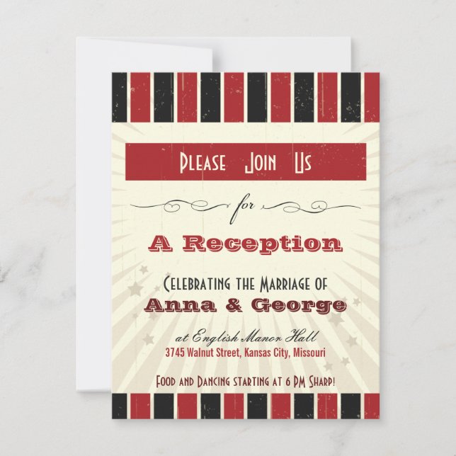 Rustic Poster: Red & Black Reception Only Invitation (Front)
