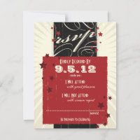 Rustic Poster: Red & Black Wedding RSVP