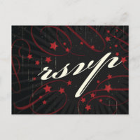 Rustic Poster: Red & Black Wedding RSVP
