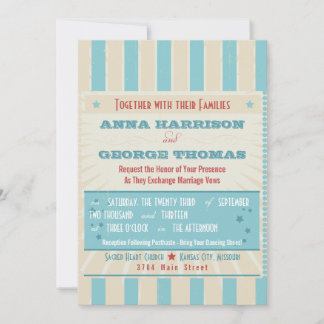 Rustic Poster: Red, White & Blue Custom Wedding Invitation