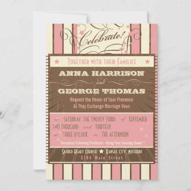 Rustic Poster: Strawberry Mousse Custom Wedding Invitation (Front)