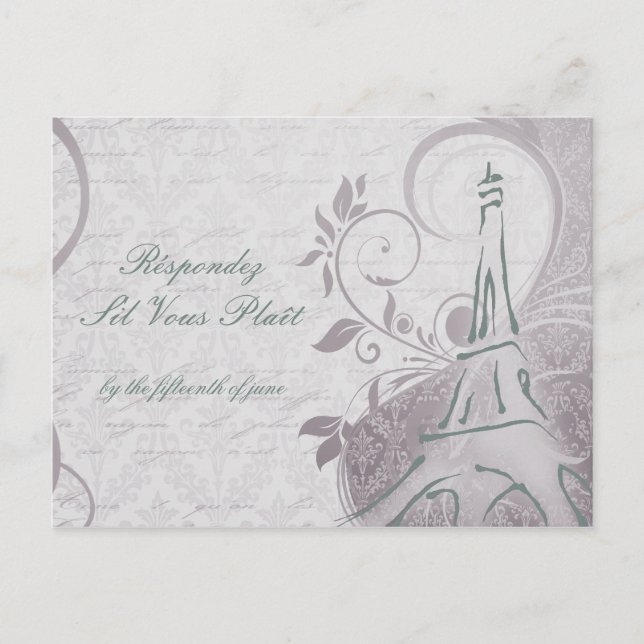 Rustic Poster: Subtle Teal & Purple RSVP Invitation Postcard (Front)