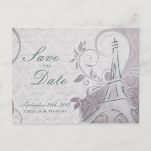 Rustic Poster: Subtle Teal & Purple Save the Date Announcement Postcard