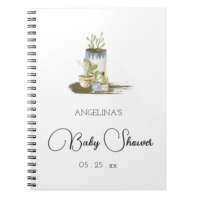 Rustic Potted Baby Shower Gift List Notebook (Front)