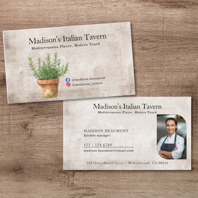 Rustic potted plants for chefs or kitchen managers business card (Creator Uploaded)