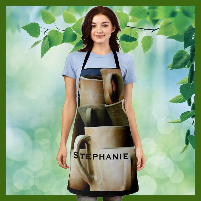 Rustic Pottery Ceramic Mugs Apron (Creator Uploaded)