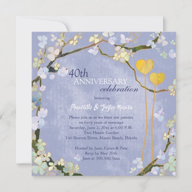 Rustic Powder Blue Wedding Anniversary Invitation (Front)