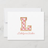 Rustic & Preppy "L" Pink Gingham on Wood Girly