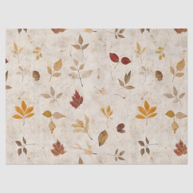Rustic Pressed Leaves Pattern –Autumn Botanical 10 Tissue Paper (Front)