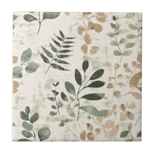 Rustic Pressed Leaves Pattern –Autumn Botanical 15 Tile
