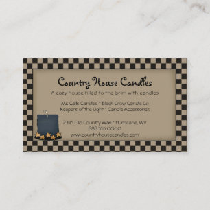 Rustic Primitive Candle Checked Business Card 