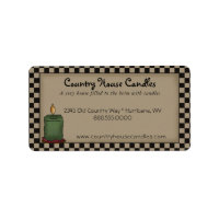 Rustic Primitive Candle Checked Country  Label