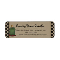 Rustic Primitive Candle Checked Country Label