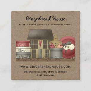 Rustic Primitive Country Kraft  Square Business Card