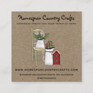 Rustic Primitive Country Kraft  Square Business Card