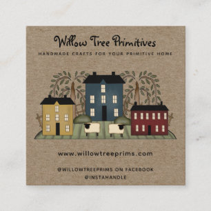 Rustic Primitive Country Kraft  Square Business Card