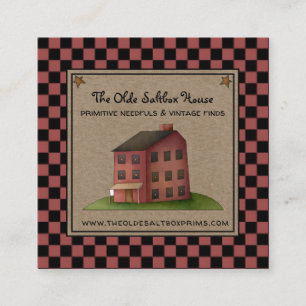 Rustic Primitive Country Saltbox House  Square Business Card