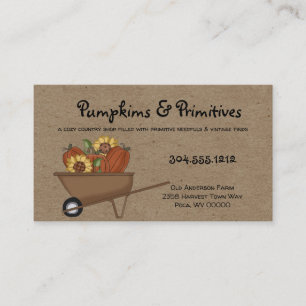 Rustic Primitive Fall Pumpkins and Sunflowers  Business Card