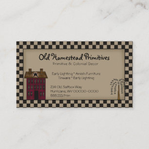 Rustic Primitive Red Saltbox Willow Tree Country Business Card