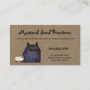 Rustic Primitive Saltbox House & Sheep Country Business Card