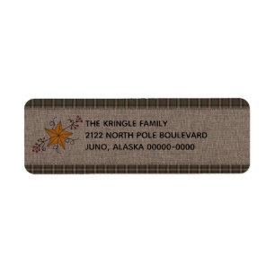 Rustic Primitive Star with Pip Berries  Label