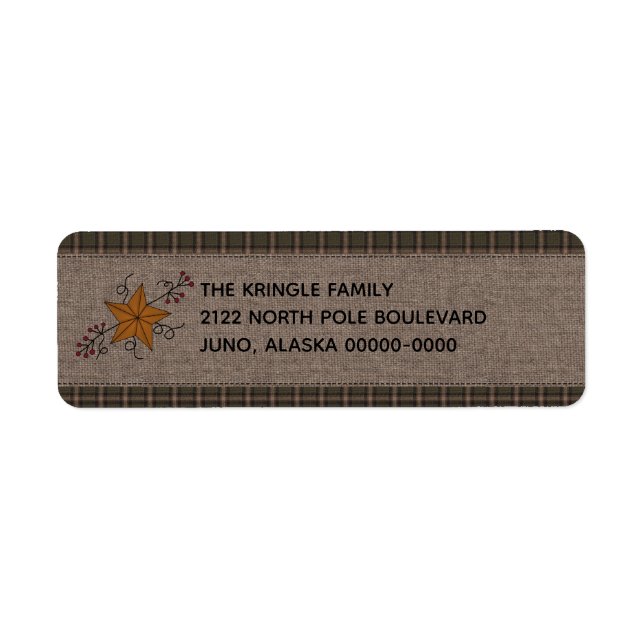 Rustic Primitive Star with Pip Berries  Label (Front)