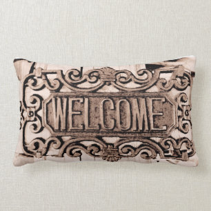 Rustic Print Welcome Pillow