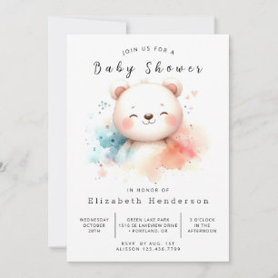 Rustic Printable Bear Baby Shower Invitation