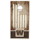 Rustic Printed Wood USA Flag Family Monogram