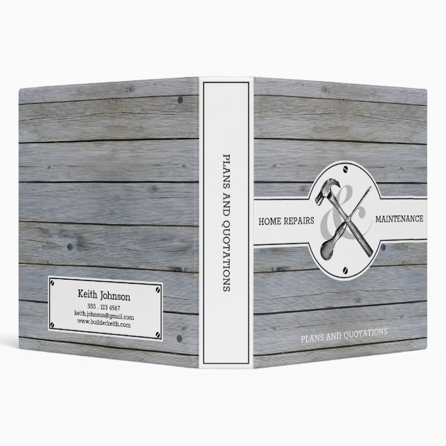 Rustic Professional Construction Grey Wood Vintage Binder (Background)