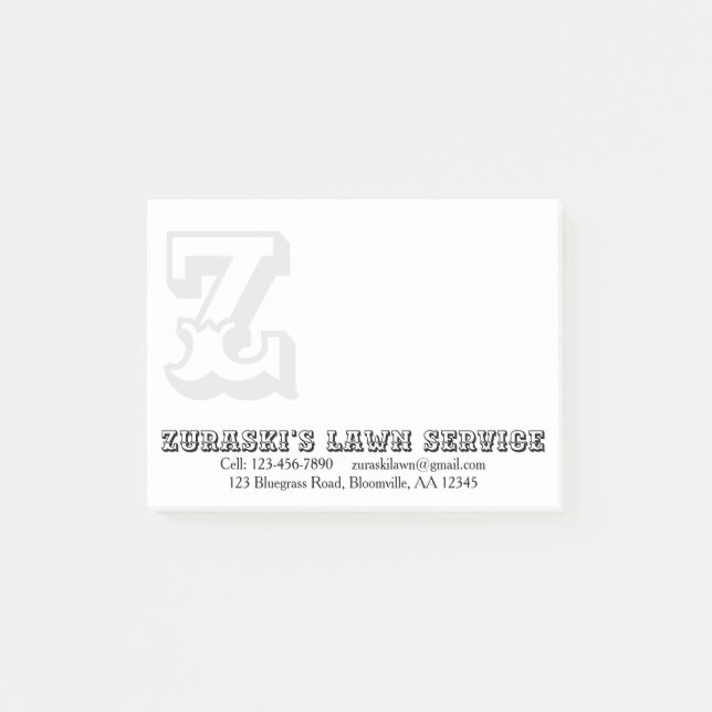 Rustic Professional Monogram Business Post-it Notes (Front)