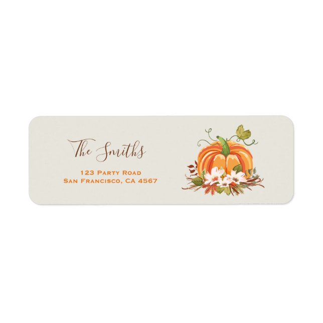 Rustic Pumpkin Address Labels Fall Autumn Neutral (Front)