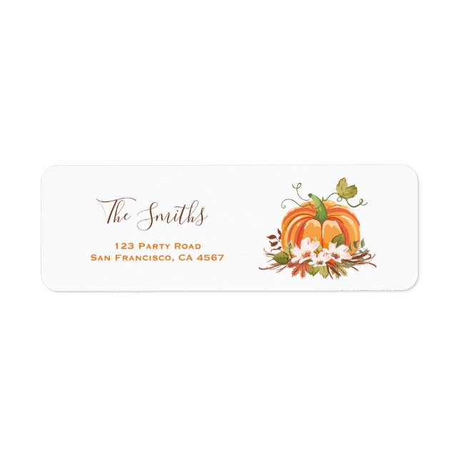 Rustic Pumpkin Address Labels Fall Autumn Neutral (Front)
