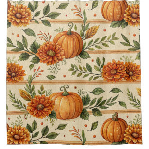 Rustic Pumpkin and Chrysanthemum Autumn Pattern