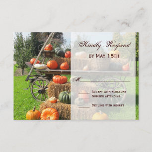 Rustic Pumpkin and Hay Country Wedding RSVP Cards