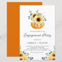Rustic Pumpkin and Sunflower Engagement Invitation