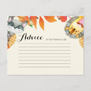 Rustic Pumpkin Animal Advice Card Baby Shower